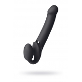 Черный безремневой вибрострапон Vibrating Bendable Strap-On L - Strap-on-me - купить с доставкой в Нижнем Тагиле