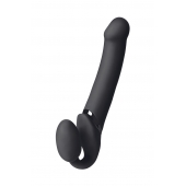 Черный безремневой вибрострапон Vibrating Bendable Strap-On L - Strap-on-me - купить с доставкой в Нижнем Тагиле