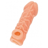 Телесная закрытая насадка с венками Cock Sleeve Size S - 13,8 см. - KOKOS - в Нижнем Тагиле купить с доставкой