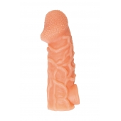 Телесная закрытая насадка с венками Cock Sleeve Size L - 17,6 см. - KOKOS - в Нижнем Тагиле купить с доставкой