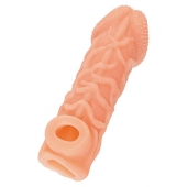 Телесная закрытая насадка с венками Cock Sleeve Size L - 17,6 см. - KOKOS - в Нижнем Тагиле купить с доставкой