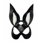 Черная маска зайки с белым мехом на ушках Miss Bunny - БДСМ Арсенал - купить с доставкой в Нижнем Тагиле