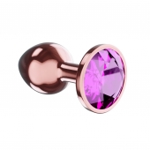 Пробка цвета розового золота с лиловым кристаллом Diamond Quartz Shine L - 8,3 см. - Lola Games - купить с доставкой в Нижнем Тагиле
