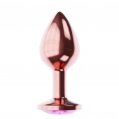 Пробка цвета розового золота с лиловым кристаллом Diamond Quartz Shine L - 8,3 см. - Lola Games - купить с доставкой в Нижнем Тагиле