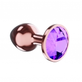 Пробка цвета розового золота с фиолетовым кристаллом Diamond Amethyst Shine L - 8,3 см. - Lola Games - купить с доставкой в Нижнем Тагиле
