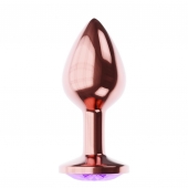 Пробка цвета розового золота с фиолетовым кристаллом Diamond Amethyst Shine L - 8,3 см. - Lola Games - купить с доставкой в Нижнем Тагиле