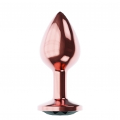 Пробка цвета розового золота с черным кристаллом Diamond Jet Shine L - 8,3 см. - Lola Games - купить с доставкой в Нижнем Тагиле