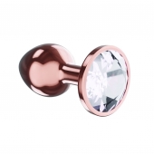 Пробка цвета розового золота с прозрачным кристаллом Diamond Moonstone Shine L - 8,3 см. - Lola Games - купить с доставкой в Нижнем Тагиле