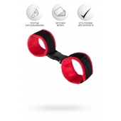 Красно-черные велюровые наручники Anonymo - ToyFa - купить с доставкой в Нижнем Тагиле