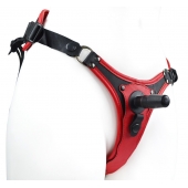 Красно-черный женский пояс с 2 способами крепления насадок - LOVETOY (А-Полимер) - купить с доставкой в Нижнем Тагиле