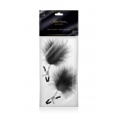 Зажимы на соски с черными пуховыми кисточками Sweet Caress Feather Nipple Clumps - Sweet Caress - купить с доставкой в Нижнем Тагиле