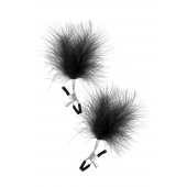 Зажимы на соски с черными пуховыми кисточками Sweet Caress Feather Nipple Clumps - Sweet Caress - купить с доставкой в Нижнем Тагиле