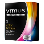 Цветные ароматизированные презервативы VITALIS PREMIUM color   flavor - 3 шт. - Vitalis - купить с доставкой в Нижнем Тагиле
