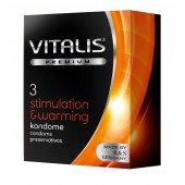 Презервативы VITALIS PREMIUM stimulation   warming с согревающим эффектом - 3 шт. - Vitalis - купить с доставкой в Нижнем Тагиле