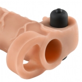 Телесная вибронасадка с кольцом Vibrating Real Feel 2 Extension - 16 см. - Pipedream - в Нижнем Тагиле купить с доставкой