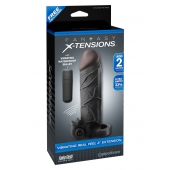 Чёрная вибронасадка с кольцом Vibrating Real Feel 2 Extension - 16 см. - Pipedream - в Нижнем Тагиле купить с доставкой