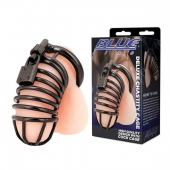 Черная металлическая клетка с замком Deluxe Chastity Cage - BlueLine - купить с доставкой в Нижнем Тагиле