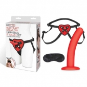 Красный поясной фаллоимитатор Red Heart Strap on Harness   5in Dildo Set - 12,25 см. - Lux Fetish - купить с доставкой в Нижнем Тагиле