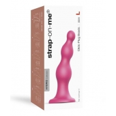 Розовая насадка Strap-On-Me Dildo Plug Beads size L - Strap-on-me - купить с доставкой в Нижнем Тагиле