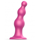 Розовая насадка Strap-On-Me Dildo Plug Beads size L - Strap-on-me - купить с доставкой в Нижнем Тагиле