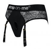 Черные трусики для насадок Diva Lingerie Harness - size S - Strap-on-me - купить с доставкой в Нижнем Тагиле