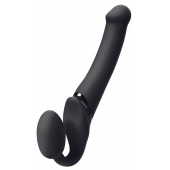 Черный безремневой вибрострапон Silicone Bendable Strap-On - size XL - Strap-on-me - купить с доставкой в Нижнем Тагиле