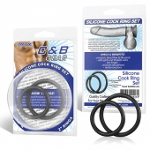Набор из двух черных силиконовых колец разного диаметра SILICONE COCK RING SET - BlueLine - в Нижнем Тагиле купить с доставкой
