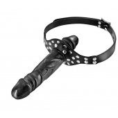 Черный кляп-фаллоимитатор Double Penis Gag - Fetish Tentation - купить с доставкой в Нижнем Тагиле