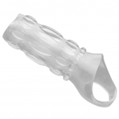 Насадка на пенис с кольцом для мошонки Clear Sensations Enhancer Sex Sleeve - 11,5 см. - XR Brands - в Нижнем Тагиле купить с доставкой