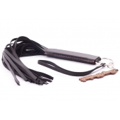 Черная кожаная плеть с удобной ручкой - 50 см. - Crazy Handmade - купить с доставкой в Нижнем Тагиле