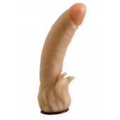 Телесная гелевая насадка-фаллос с клиторальными лепестками - 18,5 см. - LOVETOY (А-Полимер) - купить с доставкой в Нижнем Тагиле