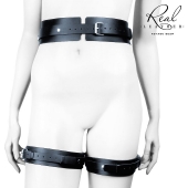 Черный кожаный пояс с гартерами - S-M - Notabu - купить с доставкой в Нижнем Тагиле