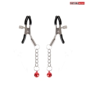 Серебристые зажимы на соски с шариками на цепочках - Notabu - купить с доставкой в Нижнем Тагиле