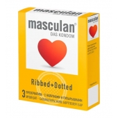Презервативы с колечками и пупырышками Masculan Ribbed+Dotted - 3 шт. - Masculan - купить с доставкой в Нижнем Тагиле