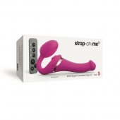 Ярко-розовый безремневой страпон Multi Orgasm Size S с клиторальной стимуляцией - Strap-on-me - купить с доставкой в Нижнем Тагиле