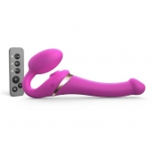 Ярко-розовый безремневой страпон Multi Orgasm Size S с клиторальной стимуляцией - Strap-on-me - купить с доставкой в Нижнем Тагиле