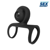 Черная вибронасадка на пенис Sex Expert - Sex Expert - в Нижнем Тагиле купить с доставкой