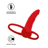 Красная насадка на пенис для двойного проникновения Black Red - 16,5 см. - ToyFa - купить с доставкой в Нижнем Тагиле