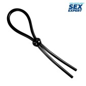 Черное силиконовое лассо с шариком для утяжки - Sex Expert - в Нижнем Тагиле купить с доставкой