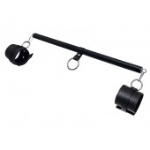 Черная распорка для ног с кожаными манжетами - Pecado - купить с доставкой в Нижнем Тагиле