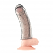 Текстурированная насадка на пенис Clear Textured Penis Enhancing Sleeve Extension - 16,5 см. - BlueLine - в Нижнем Тагиле купить с доставкой