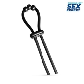 Черное эрекционное кольцо со стимулирующими бусинами - Sex Expert - в Нижнем Тагиле купить с доставкой