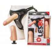 Телесный страпон Harness LESBI с вагинальной пробкой - 16,5 см. - LOVETOY (А-Полимер) - купить с доставкой в Нижнем Тагиле