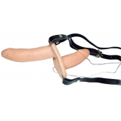 Телесный женский страпон с вагинальной пробкой Strap-On Duo - 15 см. - Orion - купить с доставкой в Нижнем Тагиле