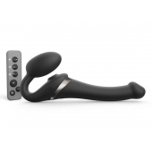 Черный безремневой страпон Multi Orgasm Size S с клиторальной стимуляцией - Strap-on-me - купить с доставкой в Нижнем Тагиле