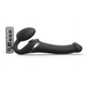 Черный безремневой страпон Multi Orgasm Size M с клиторальной стимуляцией - Strap-on-me - купить с доставкой в Нижнем Тагиле