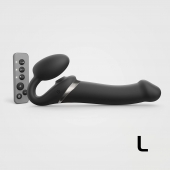 Черный безремневой страпон Multi Orgasm Size L с клиторальной стимуляцией - Strap-on-me - купить с доставкой в Нижнем Тагиле
