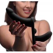 Черный вибрострапон Double Take 10X Double Penetration Vibrating Strap-on Harness - XR Brands - купить с доставкой в Нижнем Тагиле