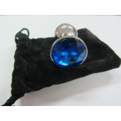 Анальное украшение BUTT PLUG  Small с синим кристаллом - 7 см. - Anal Jewelry Plug - купить с доставкой в Нижнем Тагиле