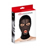 Черная сетчатая маска на голову с отверстиями для глаз и рта - Fetish Tentation - купить с доставкой в Нижнем Тагиле